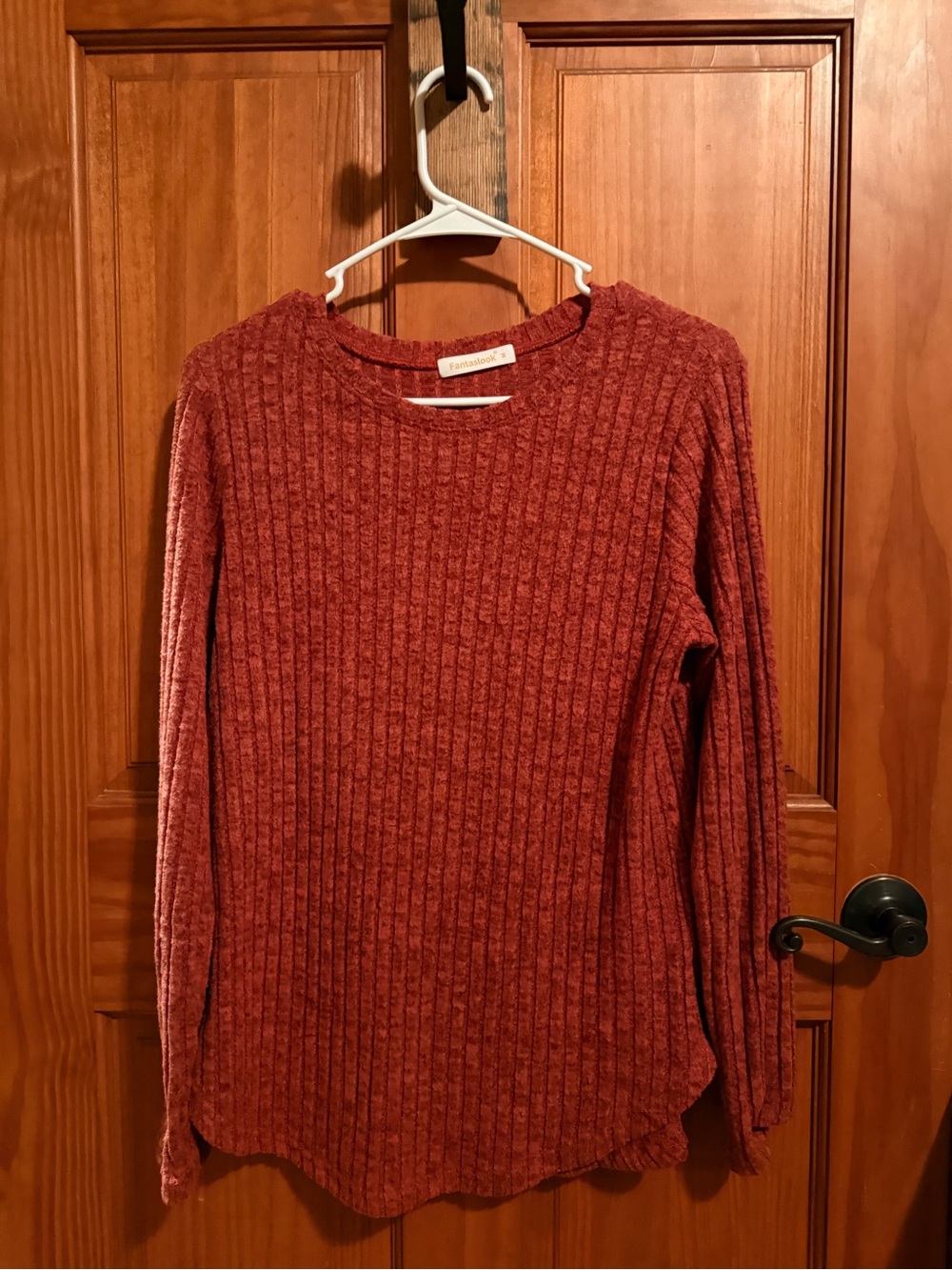 Fantasie Ribbed Long-Sleeve Crewneck Top - Rust